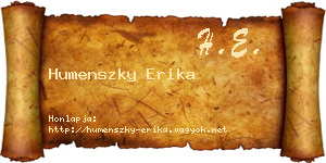 Humenszky Erika névjegykártya